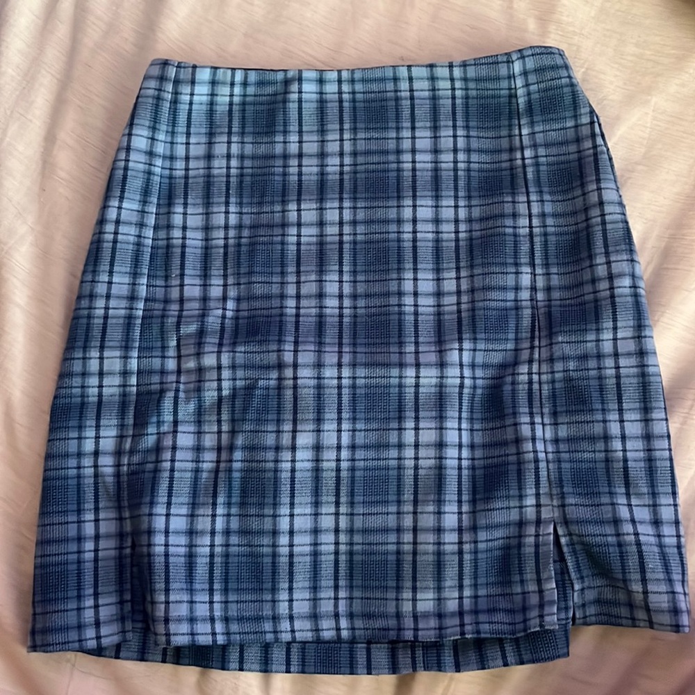 blue plaid brandy melville skirt